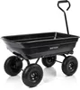 A black garden wagon with four wheels and a handle, shown from a slightly elevated front-left angle against a white background. Náhled obrázku produktu