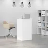 A white reception desk with a laptop and a chair in an office setting. Produktbild-Vorschau