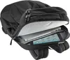A close-up view of the inside of a black backpack, showing a laptop and a tablet. Produktbild-Vorschau