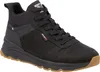 A black high-top sneaker with a brown sole. Produktbild-Vorschau