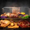 A variety of meats and vegetables are being grilled on a barbecue. Náhled obrázku produktu