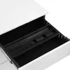 An opened drawer of a white desk showing a black plastic organizer tray with multiple compartments. Náhled obrázku produktu