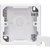 The image shows the inside of a white plastic electrical junction box, viewed from the back. Anteprima dell’immagine prodotto