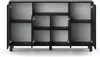 An open black sideboard with multiple shelves, viewed from the front. Produktbild-Vorschau