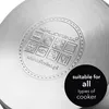 The bottom of a metal pot with embossed markings and text. Anteprima dell’immagine prodotto