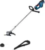 A Bosch cordless grass trimmer and its accessories are displayed against a white background. Voir les images du produit