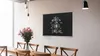 A dining room with a chalkboard on the wall and a vase of flowers on the table. Náhľad obrázku produktu