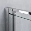 A close-up view of a shower enclosure's corner fitting and glass panel. Produktbild-Vorschau