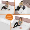A collage of four images showing a woman using a long pillow in different scenarios, including with a baby and while relaxing. Náhled obrázku produktu