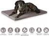 A dog lying on a dog bed with feature icons below. Produktbild-Vorschau
