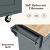 A collage of close-up shots of a gray kitchen cart, highlighting its features. Produktbild-Vorschau