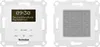 A front and back view of a white TechniSat DIGITRADIO UP 55 under-plaster radio, mounted in a wall plate. Produktbild-Vorschau