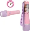 Two pink and purple flashlights are displayed against a white background. One flashlight is lying on its side, and the other is standing upright with a lanyard attached. Voir les images du produit