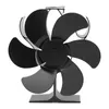 A black stove fan with six blades is shown against a white background. Anteprima dell’immagine prodotto