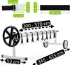 A pool cover roller system with dimensions indicated. Produktbild-Vorschau