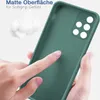 A hand is touching a green phone case, highlighting its matte surface and soft grip. Produktbild-Vorschau