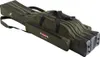 A green fishing rod bag with multiple compartments and handles, shown against a white background. Produktbild-Vorschau