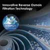 A close-up illustration of a reverse osmosis filtration membrane, highlighting its microscopic pore size and innovative technology. Voir les images du produit
