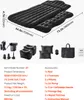 An inflatable mattress and its accessories are displayed with dimensions and a list of included items. Podgląd zdjęcia produktu