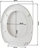 A top-down view of a white toilet seat with dimensions indicated by measurement lines and text. Náhľad obrázku produktu