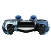 A PlayStation 4 controller with a blue camouflage pattern is shown against a white background. Produktbild-Vorschau