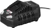 A black battery charger for a power tool is shown from a slightly elevated front-left angle against a white background. Produktbild-Vorschau