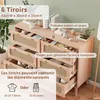 Commode 6 tiroirs en bois naturel avec façades en rotin Voir les images du produit 3
