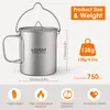 Ultraľahký 750ml titánový hrniec Prenosný titánový hrnček Náhľad obrázku produktu 8