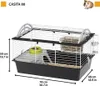 A guinea pig cage with dimensions indicated by arrows and text. Podgląd zdjęcia produktu