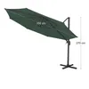 A dark green cantilever patio umbrella is shown against a white background, with dimensions indicated. Náhľad obrázku produktu