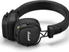 A pair of black Marshall Major IV wireless Bluetooth headphones are shown from a diagonal angle against a white background. Voir les images du produit