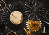 3 dekoratívne rozety hodiny čierne zlaté Silvester Nový rok Náhľad obrázku produktu 2
