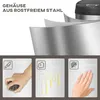 A layered view of a stainless steel trash can with three inset panels demonstrating its features. Produktbild-Vorschau