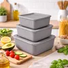 Boîtes de conservation carrées, lot de 3, gris Voir les images du produit 2