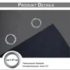 A close-up view of a dark gray curtain with silver grommets, showing a quilted pattern on the lower section and a smooth texture on the upper section. Text overlays provide product details and measurements. Anteprima dell’immagine prodotto