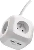 Prodlužovací kabel - kostka 1,9 m / 4 zásuvky / bílý / PVC / s USB / 1 mm2 Náhled obrázku produktu