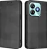 A black leather flip case for a smartphone is shown from two angles. Produktbild-Vorschau