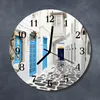 Glasuhr Wanduhr Küchenuhr Echt-Glas 30fi cm Santorin weiß Produktbild-Vorschau 2