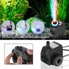 A collage of images showing an aquarium pump with LED lights and a hand interacting with the pump. Produktbild-Vorschau