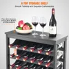 A wine rack with wine bottles, glasses, and fruit on top. Náhľad obrázku produktu