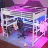Merax Etagenbett Hochbett 140x200 cm, mit LED, Schreibtisch Produktbild-Vorschau 4