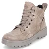 A single beige leather boot with laces and a thick gray sole, presented against a white background. Produktbild-Vorschau