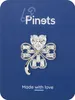 PINETS Silberne Kleeblatt-Brosche mit weißem Herz Produktbild-Vorschau 2