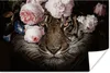 MuchoWow® Poster Tiger - Blumen - Porträt 120x80 cm - Produktbild-Vorschau 1
