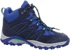 A single blue and navy hiking boot is shown against a white background. Produktbild-Vorschau