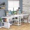 Tribesigns Zwei-Personen-Schreibtisch mit Bücherregal, 200 Produktbild-Vorschau 3