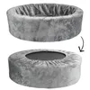 Two views of a round, plush pet bed with a removable cover. Produktbild-Vorschau