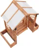A wooden planter box with a greenhouse-like roof structure. Produktbild-Vorschau