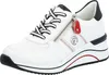 A single white sneaker with black laces and red accents is shown against a white background. Produktbild-Vorschau