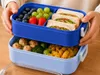 Snídaňová krabička Lunchbox 1600 ml, modrá, dvoupatrová Náhled obrázku produktu 4
